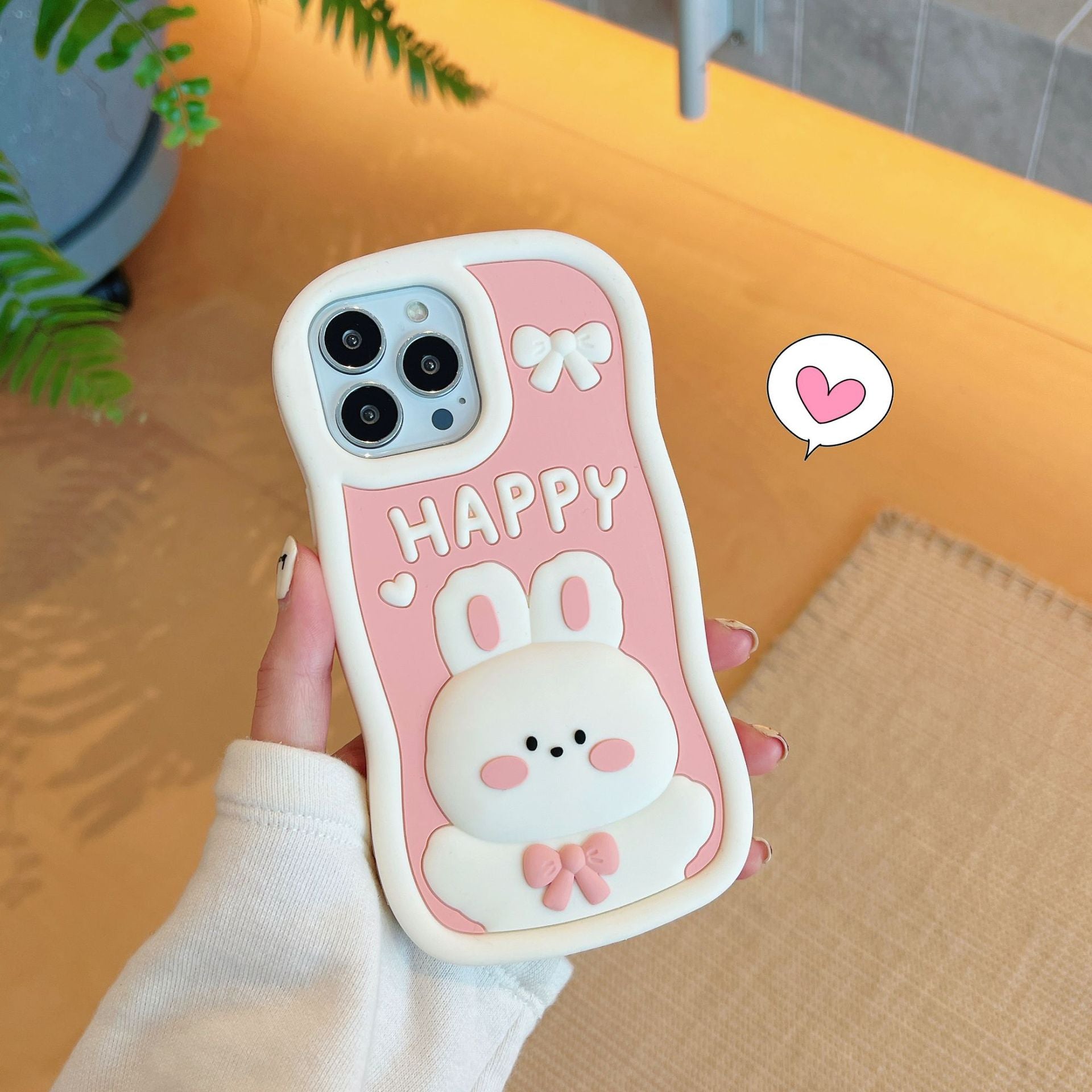 For iPhone 14 Pro Soft Silicone Phone Case Anti-drop Cover Shockproof Cell Phone Shell with Rabbit Decor For iPhone 14 Pro Soft Silicone Phone Case Anti-drop Cover Shockproof Cell Phone Shell with Rabbit Decor